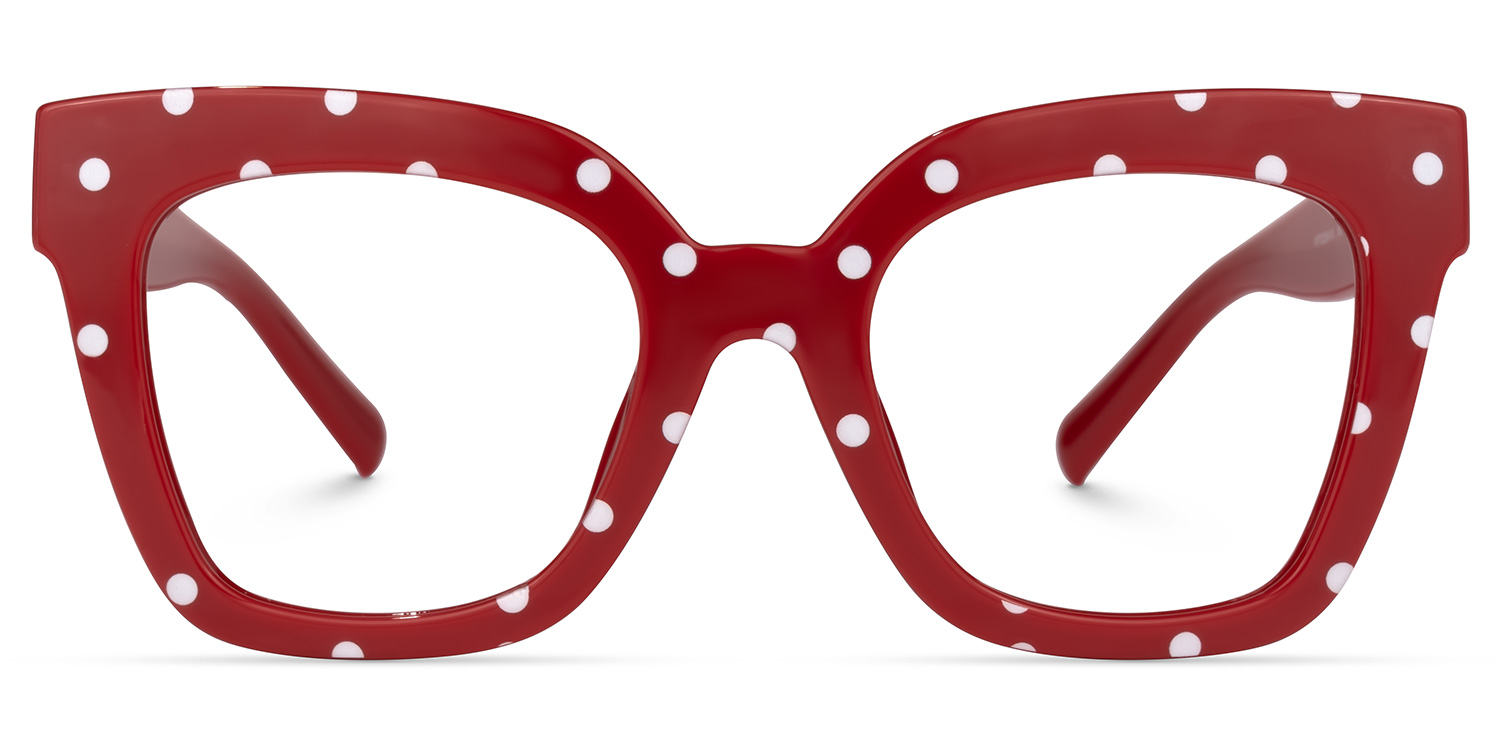 Naila - Square Red Eyeglasses