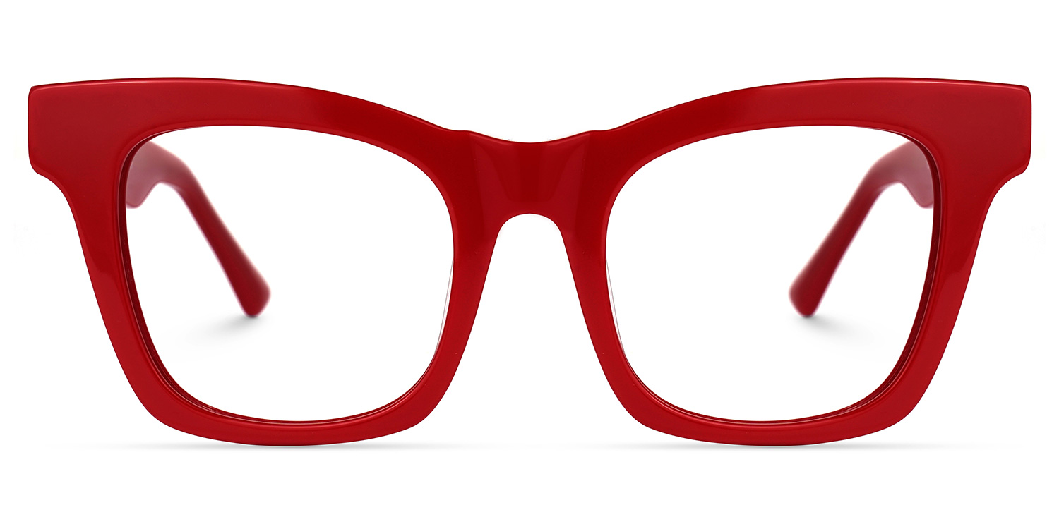 Stevens - Rectangle Red Eyeglasses